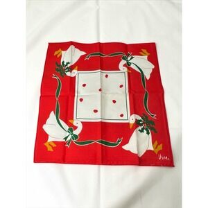 Vintage Vera Neumann Christmas Geese Napkin Red Green Linen 16x17